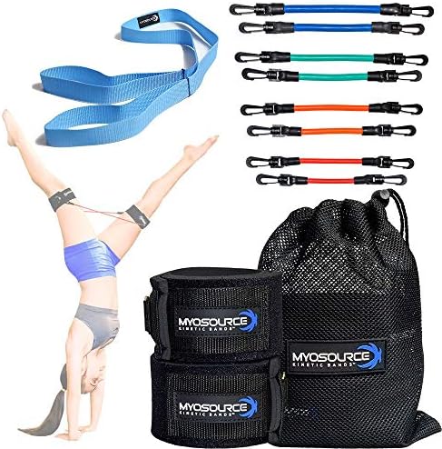 Kinetic Bands Gymnastics Fitness Training Combo with Free Stretching Strap Helps Gymnasts Strengthen Legs, HIPS, Hip Flexors and Core Muscles to Improve Balance, Flexibility, and Body Control