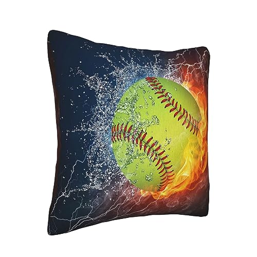 Housses de coussin velours côtelé imprimé softball déco maison 45x45
