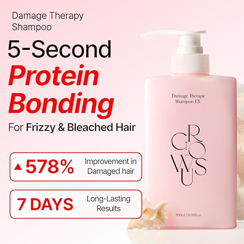 Image of GROWUS Damage Therapy Shampoo (16.9 Fl Oz) 500ml | Marine Peptide, Salicylic Acid & Niacinamide | Nourishing Daily Wash for Dry & Frizzy Hair | Protein Complex | Korean Hair Care