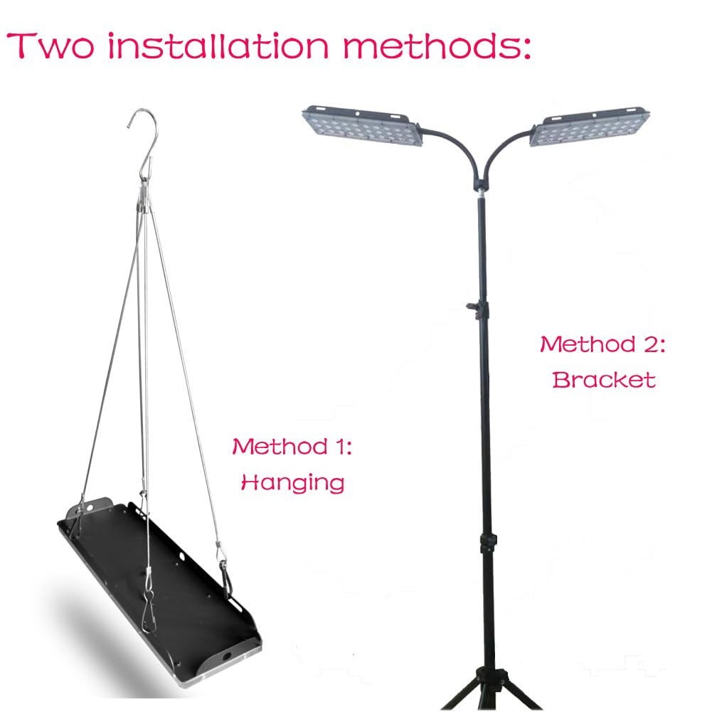 Lampa do terapii światłem czerwonym z regulowanym stojakiem, 660 nm, 850 nm, długość fali 660 + 850 nm - 60 diod LED, dwugłowicowa konstrukcja z timerem, 5 poziomów jasności i 3 tryby do twarzy i