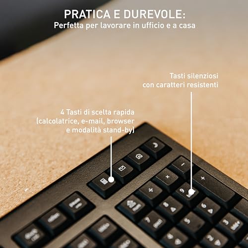 KW 3000, Tastiera Senza Fili con Tastierino Numerico, Layout per la Germania (QWERTZ), Wireless 2,4 GHz, Tasti Silenziosi, Design Piatto, Alimentazione a Batteria, Nero - Tastiera gaming - Immagine 3
