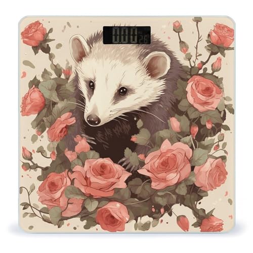 Báscula digital de baño Opossum and Roses de alta precisión miniatura 1