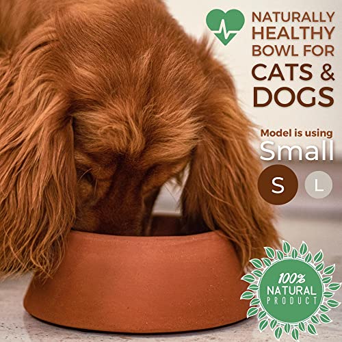 Image of PALLY Pets' Products Eco-Friendly Natural Clay Dog Bowl | Keeps Water Cool | No-Spilling of Water on Floor (Raw Terracotta, Small 550ml)