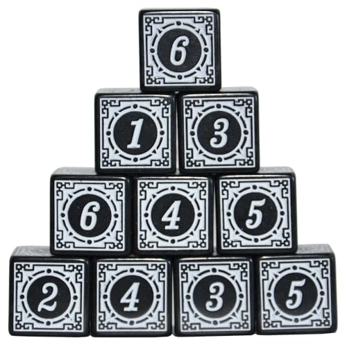 SmartDealsPro Lot de 10 dés D6 à six côtés 16 mm pour DND MTG PRG Wow jeu de table enseignement des mathématiques (lettre blanche)
