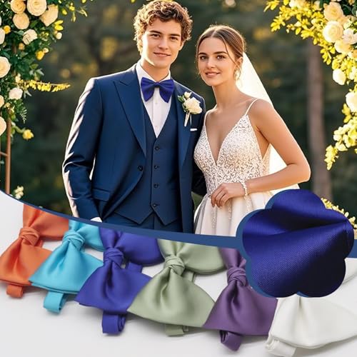 Image of Luckyvestir Oversized Bow Ties for Men, Pre Tied Clip on Men's Black Bowtie for Wedding Tuxedo Banquets Formal Wear