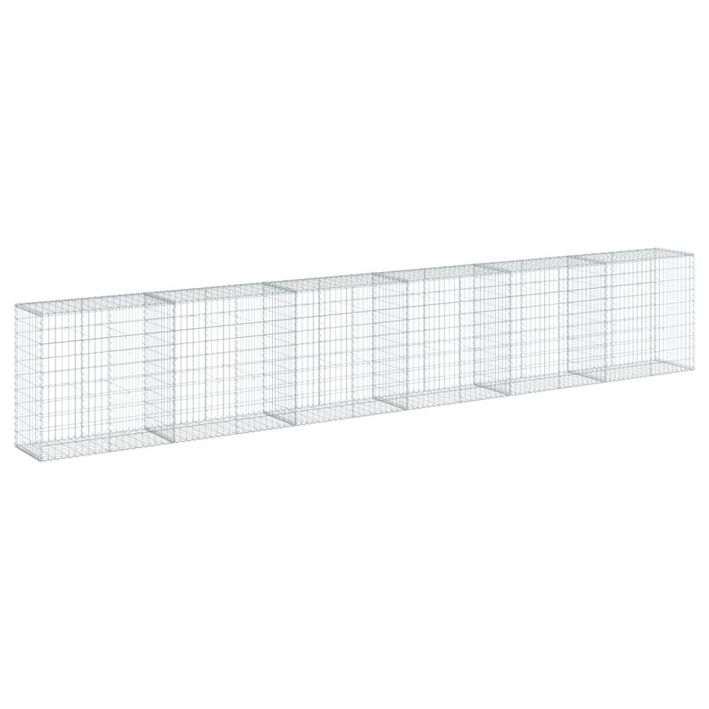 VidaXL Cesta De Gaviones Con Cubierta De Hierro Galvanizado 600X50X100 Cm, Muro De Contención, Valla De Jardín, Color Plateado