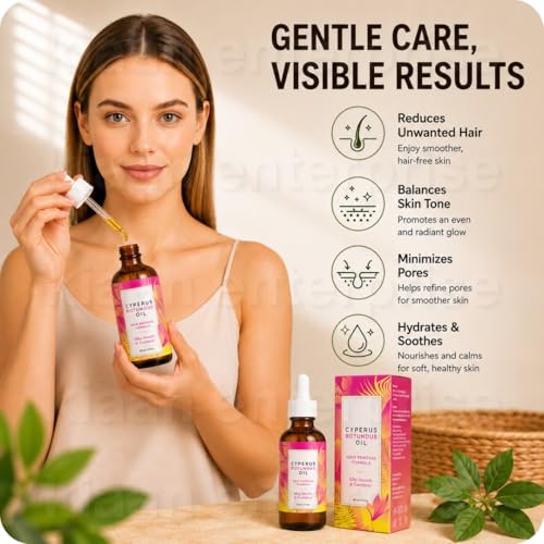 Image of Cyperus Rotundus Oil Hair Removal Spray for Women & Men | Cyprus Cypress Permanent Hair Reduction Oil for Face, Arms, Legs & Body (Pack of 2)