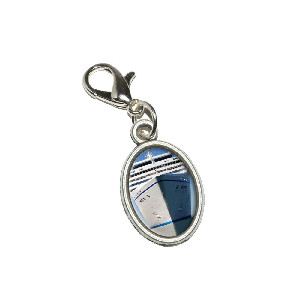 GRAPHICS & MORE Cruise Ship on Ocean - Vacation Antiqued Bracelet Pendant Zipper Pull Oval Charm with Lobster Clasp