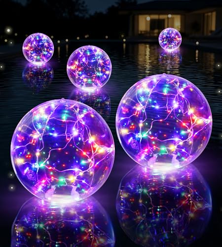LuxBlue Lampe Piscine Flottante Solaire, 38cm Boule Lumineuse Piscine Solaire Coloré, Lumiere...