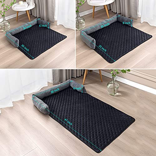 OKYUK Hundebetten Hundekissen - Sofaschutz, handgefertigtes Hundebett waschbar, hundekissen,Couchkissen, Hundematte Flauschiges Hundebett für große, mittelgroße & kleine (Grauschwarz,75 ×75cm)