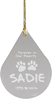 GiftsForYouNow Personalized Pet Memorial Ornament, Glass Tear Drop Design
