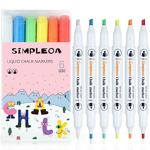 Chalk Markers for Chalkboards, Wet Erase Marker Pens for Chalkboards Signs, Windows, Blackboard, Glass, Mirror Liquid Chalk Markers on Any Non-Porous Surface (6 Chalk Marker -A)