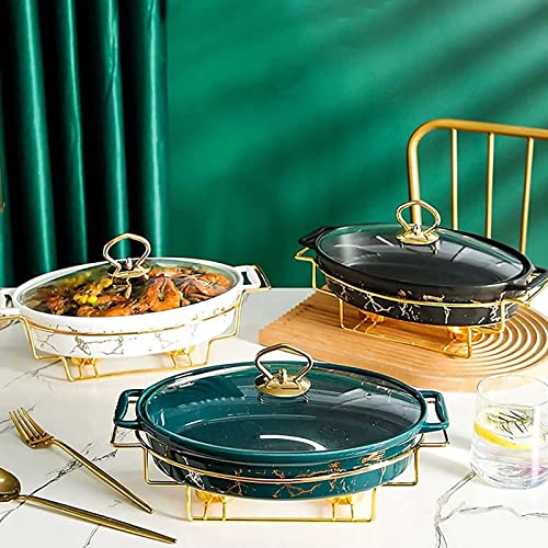 Chafing Dish Buffet-Set, Keramik-Chafer Mit Marmorimitat-Finish, Chafer- Und Buffetwärmer-Set Für Buffet-Hochzeiten, Partys, Bankette, Catering-Events (Grün A) – Bild 3
