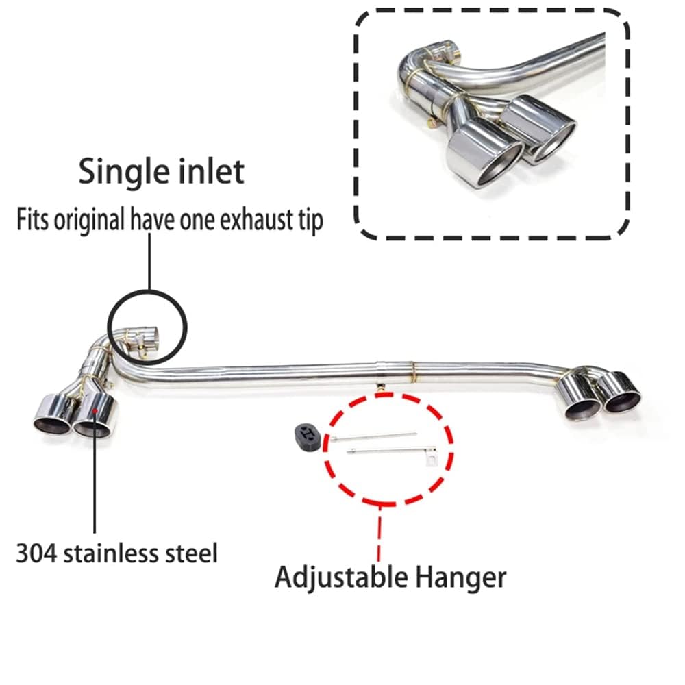 Escape Coche para Punta Acero Inoxidable para BMW F25 X3 F26 X4, Terminales Escape Coche Silenciador Tubo Escape Doble Cubierta Tubo Acero Inoxidable,B/Silver
