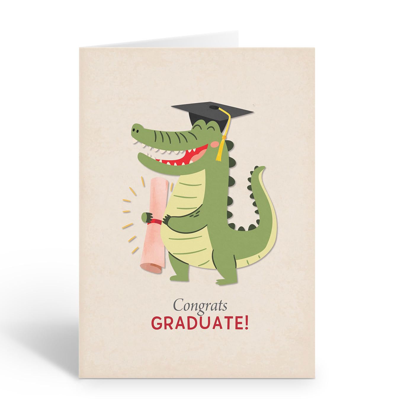 Stonehouse Collection | Kids Graduation Congratulations Card | Alligator or Crocodile Kids Celebration | Single Card | 5x7 (Alligator)
