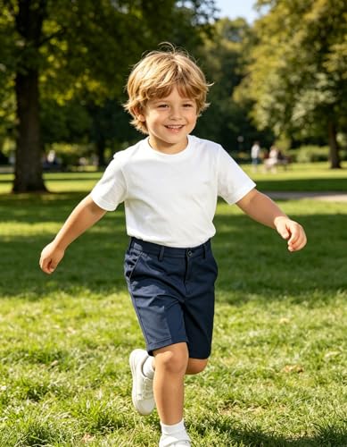 Image of Boy Shorts Kids Stretch School Uniform Clothes Flat Front Dress Casual Shorts with Pockets for Summer