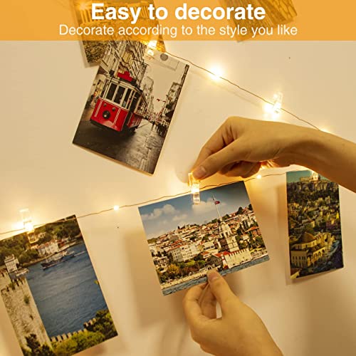 litogo 12M 120LED Fotoclips Lichterkette, USB, für Zimmer Deko Fotos Wand mit 60 Klammern Bilder für Wohnzimmer, Weihnachten, Hochzeiten, Party Warmweiß