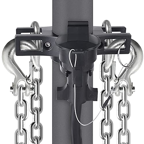 Aluminum Trailer Chain Holder - Heavy Duty Towing Organizer Kit with 7 Way Plug Cover for RV Camper