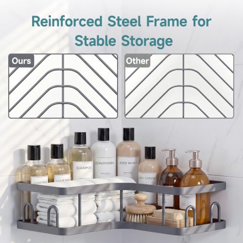 Image of Veken Large Capacity Corner Shower Caddy 6-Pack, Advanced Rustproof Design
