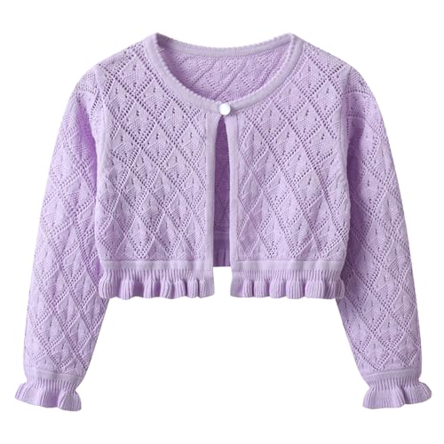 Baby Girls Bolero Knitted Cardigan Girls 100% Cotton Solid Color Long Sleeve Dress Cover Up for Spring Summer