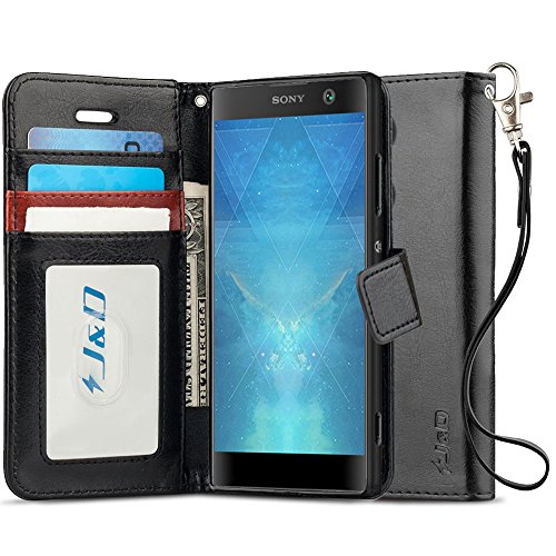 J&D Compatible para Xperia XA2 Funda, [Protección de Cartera] [Soporte Plegable] Funda Pesada Resistentes Billetera para Sony Xperia XA2 Funda Cuero - [NO para Sony Xperia XA2 Ultra] - Negro