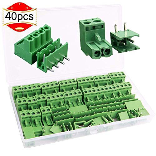 RUNCCI-YUN 5.08 mm Pas 2 pin 4 pin Plug-in Vis PCB Terminal Block connecteur Angle Droit (40 pcs, 20 Pairs)