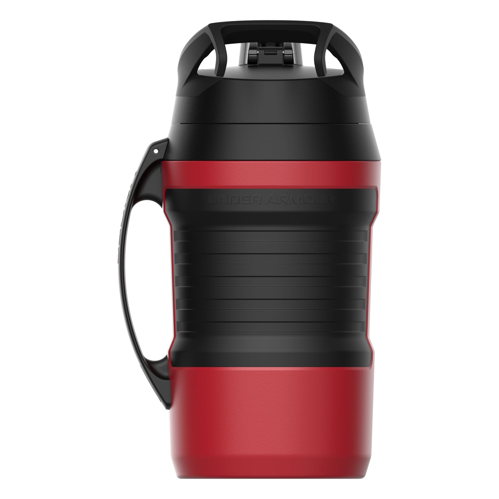 Under Armour Half Gallon Water Bottle Insulated, 64oz Insulated Water Bottle with Handle, Fence Hook, Leak Resistant, for Baseball, Football & More, Red/Black