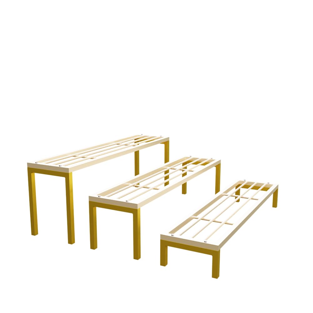 MILAD Plant Stand 3-Tier , Planter for Indoors and Outdoors, Pot Stand (69 x 75 x 39 CM's, Ivory and Yellow Color)