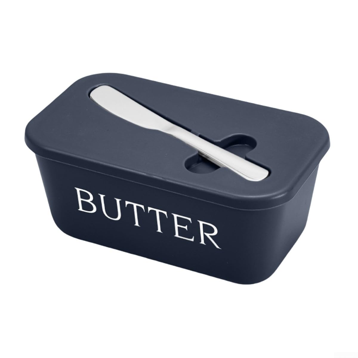 Butter Dish with Lid Butter Container Butter Keeper with Spatula Holder Large Butter Storage Box Dishwasher Safe Butter Box for Countertop Fridge Kitchen Table Decor (Blue)