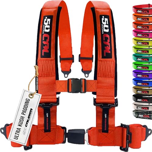 1pc 4 Point Harness for Bucket Seat Push Release 10 Color Options Racing Harness Race Car Off Road UTV RZR (2in Orange) [6035]