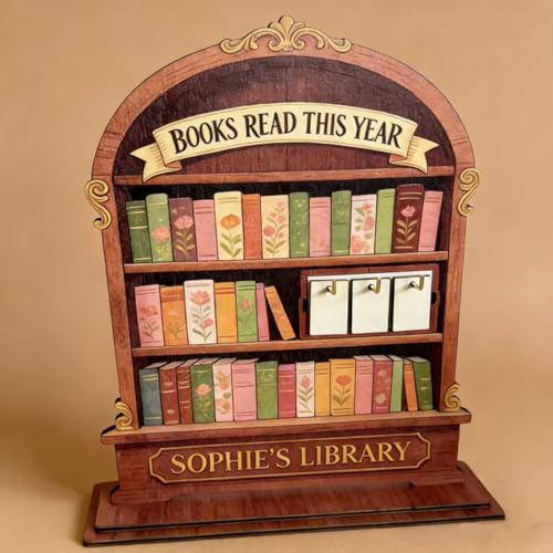 Letrero de madera para contador de libros con diseño grabado motivacional 8