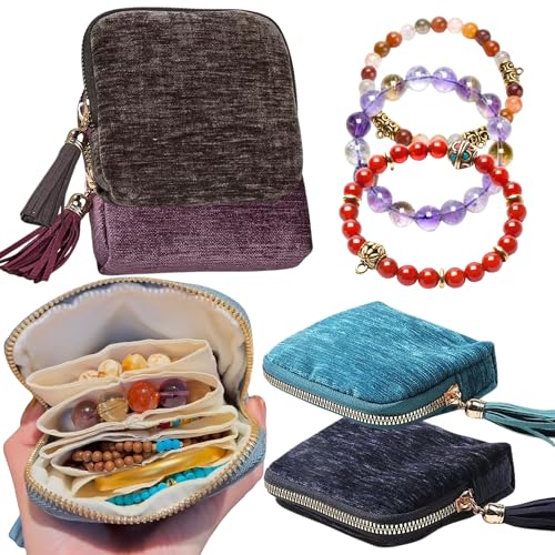 CHIMORY 2025 Travel Jewelry Case with Tassel, Peacock Blue