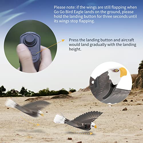 HANVON Go Go Bird Eagle,RC Helicopter,Remote Control Aircraft,Drone-Tech Flying Bird,Fabric Single Wing Lifting Design,Smart Bionic Flapping Wings Eagle for Advanced Kids - Thumbnail 6
