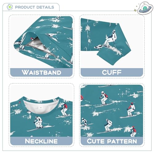 JUNZAN Skiing Teal Kids Boys Hoodie Sweatshirt Crewneck Kids Pullover Hoodie Athletic 4T3
