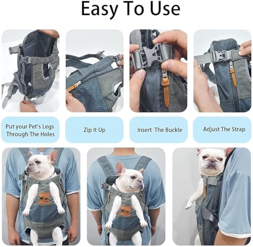 Image of Pet Carrier Backpack Adjustable Puppy Cat Dog with Wide Straps Shoulder Pads Carrier Backpack Travel Bag, for Small Medium Pet (Grey, M1 Medium)
