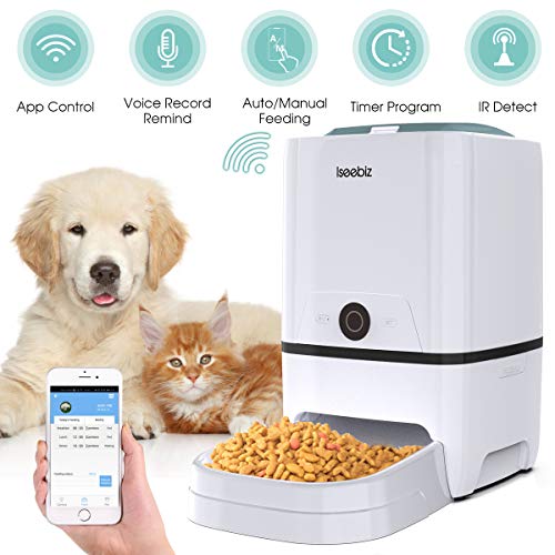 Iseebiz Smart Pet Feeder, Automatic Cat Dog Feeder, 6L WiFi App Control Food