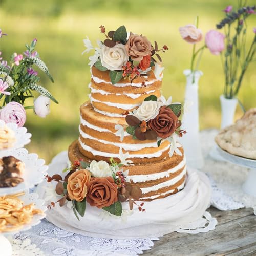 Rinlong BURNT ORANGE Fall Wedding Cake Decorating Flowers thumb #1