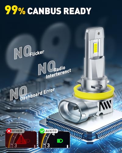 Image of AUXITO H11 H8 H9 LED Bulbs Combo, 15X Brighter, 5-Min Install, IP68, 2 Pack