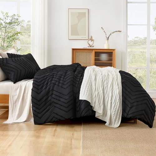 Image of Litanika Boho Full Comforter Set, 3 Pcs Black Lightweight Bedding Set