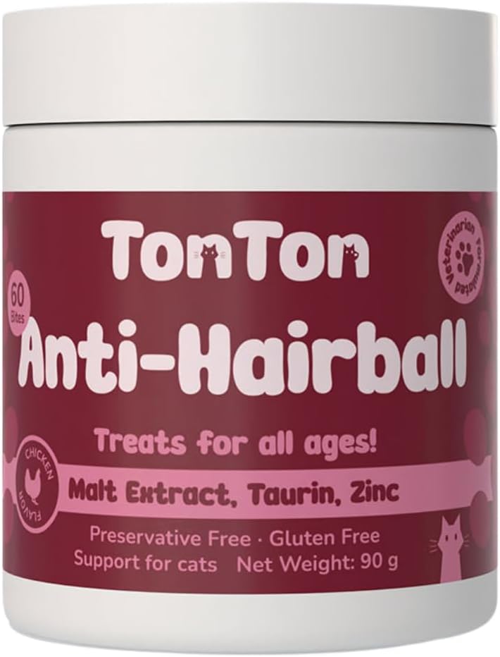 Tonton Glutensiz Anti-Hairball Malt 60 Tablet(Yumuşak&Çiğnenebilir, Biotin, Çinko, Taurin Destekli)