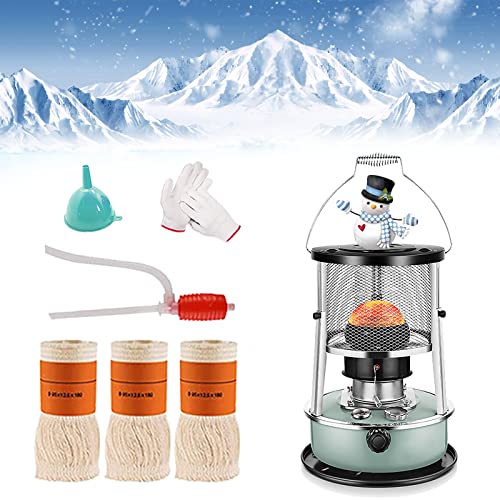 Petroleumofen für Innenräume, Petroleum Heizung, 4.5L Tragbarer Petroliumheizer für Camping Eisfischen Wandern Jagd Überleben Kochen mit Löschautomatik und 3 Docht (Green) Cover