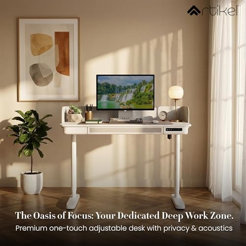 Image of ARTIKEL Case 2.0 Electric Height Adjustable Table for Office Work & Home-Sit Stand Gaming Desk 80kg Load with USB Portal |Workspace Table with Storage Drawers|120x60 CM| White| 3 yrs Warranty