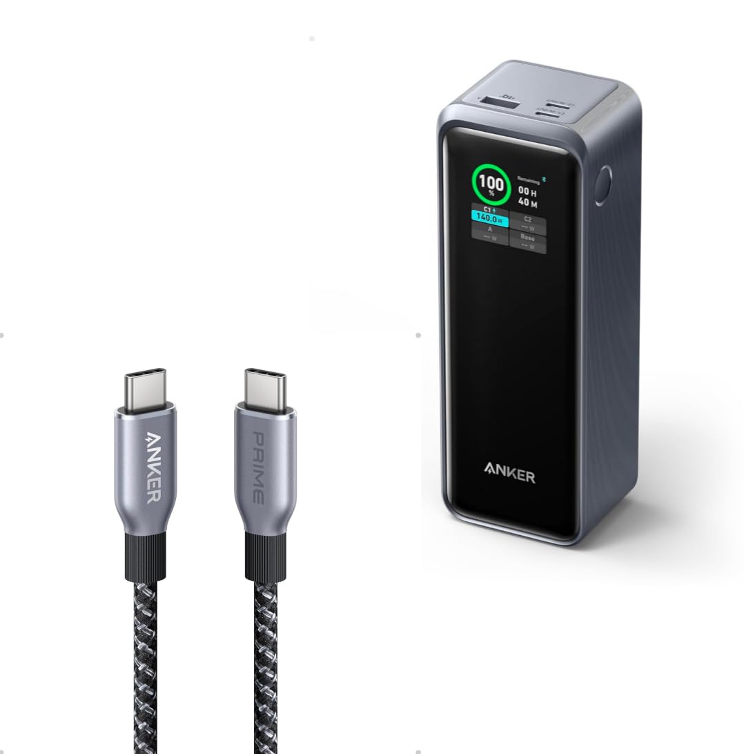 Anker Prime USB C Cable 240W 1ft Fast Charging USB C Cable Prime Power Bank 27 650mAh 3-Port