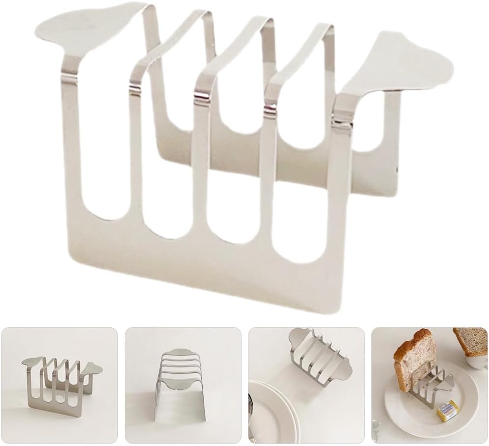 Stainless Steel Toast Rack Multi-functional Kitchen Accessory Stable Desktop Bread Holder for Toast and Cakes for Home Cafe Restaurant and Easy to Clean Design