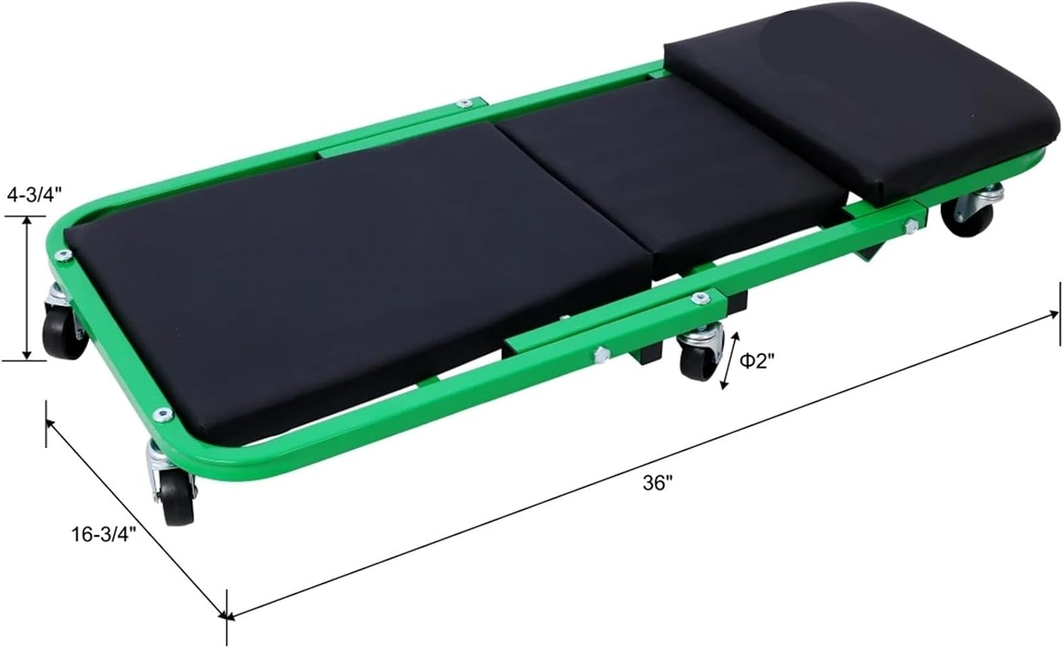 Garage Shop Creepers Mechanic Creeper, 36" Z Seat, 300 lbs Capacity, Low Profile with 6 pcs Wheels in Garage(Green Steel)