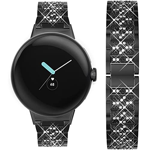 Miimall Bling Strap for Google Pixel Watch 4/3/2/1 41mm (NOT for 45mm) Stylish Crystal Diamonds Rhinestone Wristband for Pixel Watch 41mm
