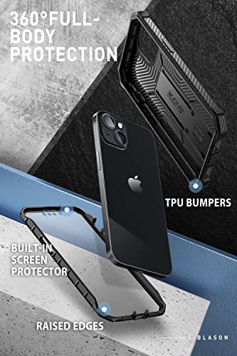 I-Blason Armorbox Designed For Iphone 14 Plus Case 6.7'', Full-Body Rugged Kickstand Holster Protective Bumper Case With Built-In Screen Protector (Black) #TOP3