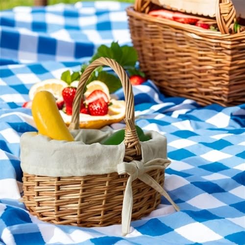Cesta de mimbre para fruta y artículos diversos con asa cómoda de transporte 3