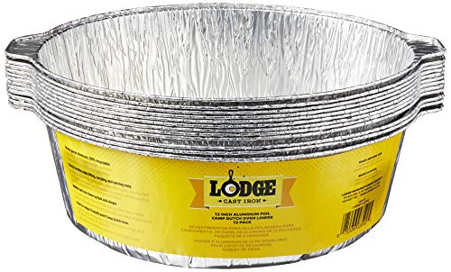 Lodge Silver 12 Inch Aluminum Foil Dutch Oven Liner - 100% Recyclable Dutch Oven Liner - Easy Camp Cooking Cleanup - 12 Pack by Lodge - Used condition - US$18.11