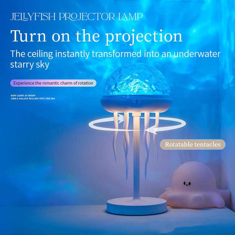 Lampe aurore boréale méduse veilleuse projecteur océanique 7 couleurs avec télécommande pour lit - 4